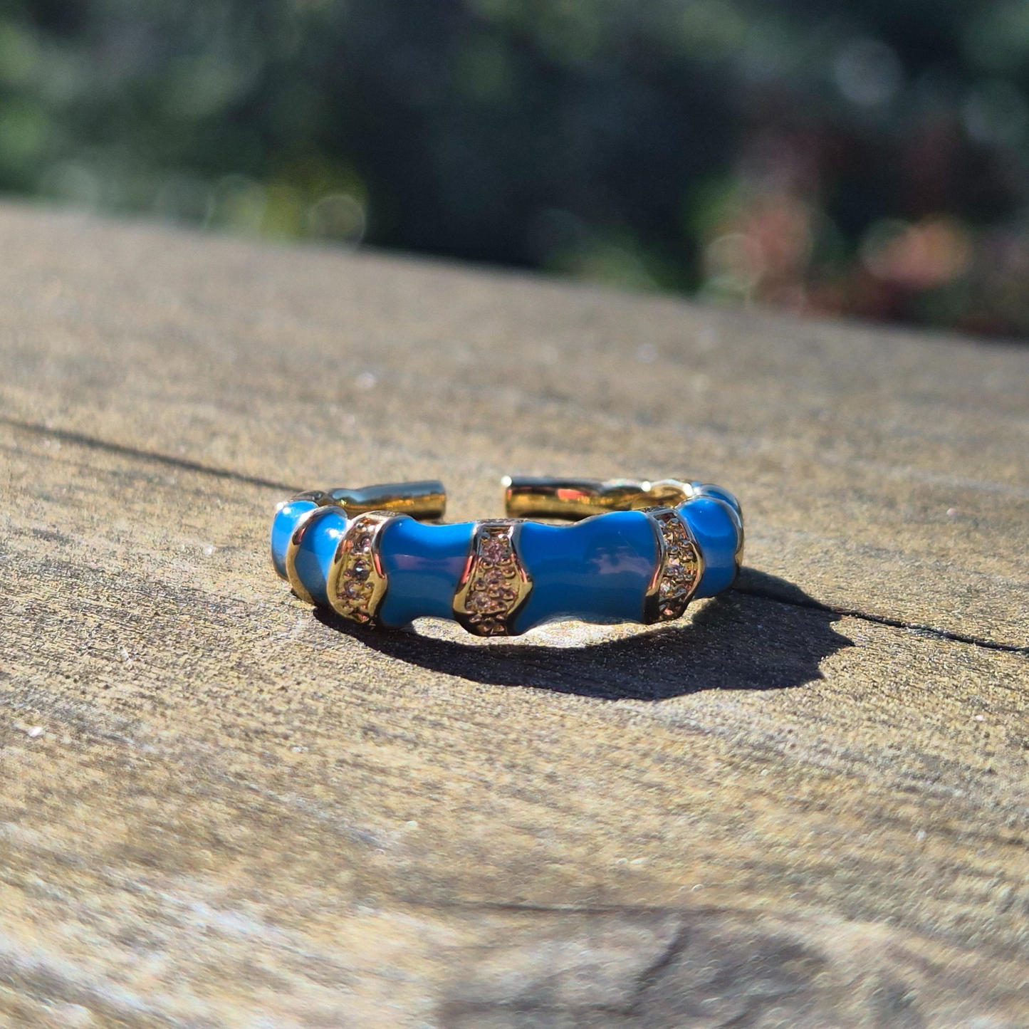 Enamel Bamboo Ring- Stainless Steel Gold Plated