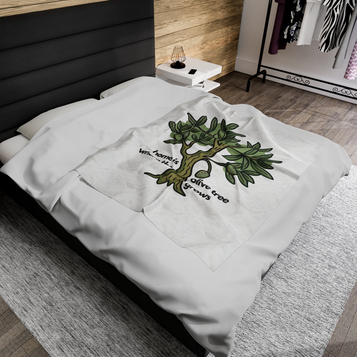 Home is Where the Olive Tree Grows - Velveteen Plush Blanket