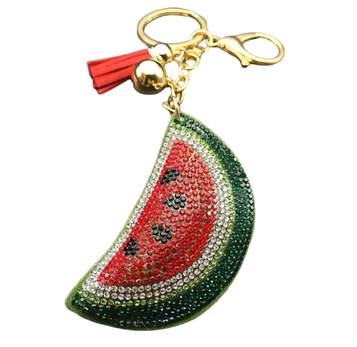 Large Rhinestone Watermelon Keychain