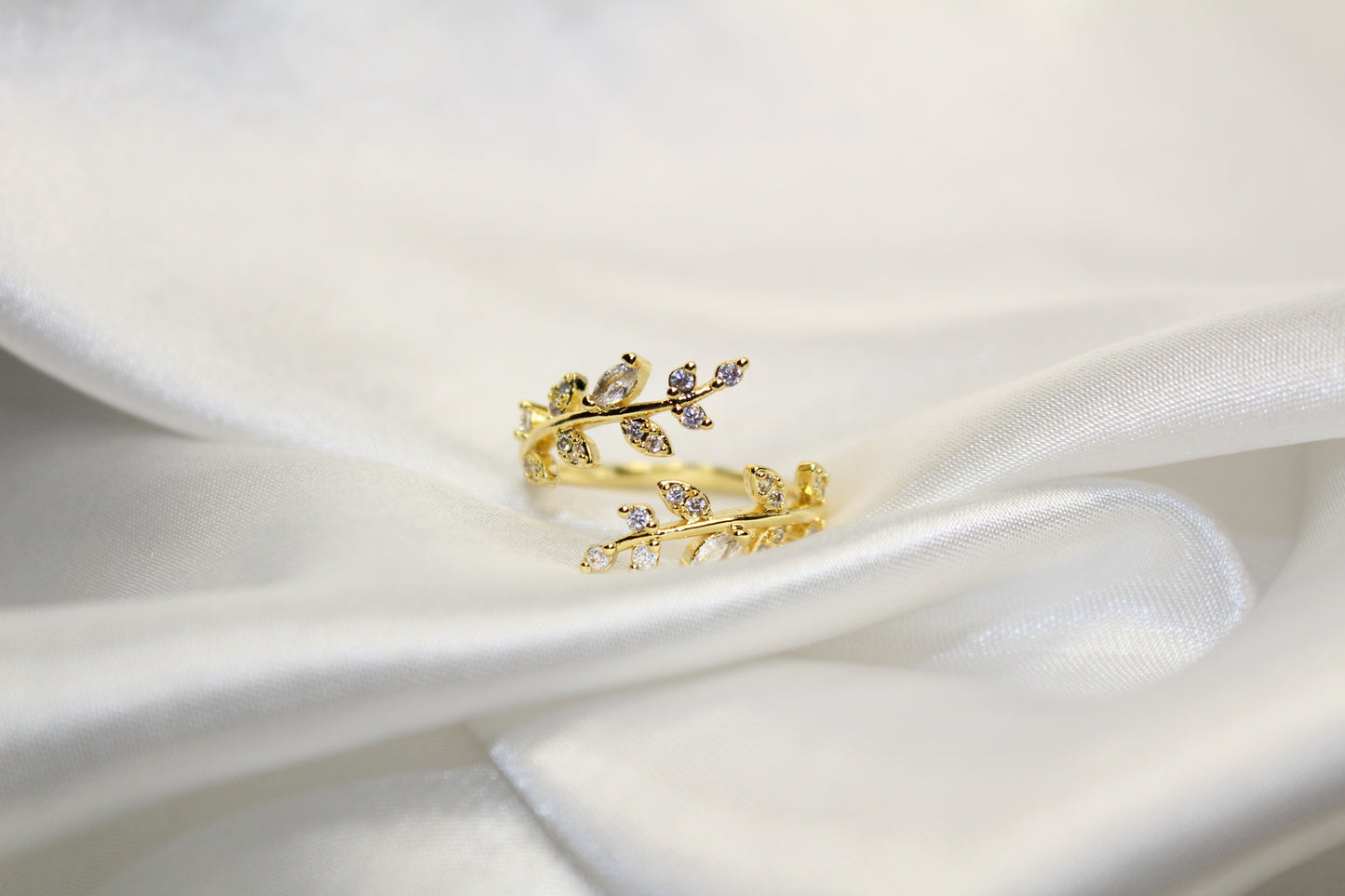 Olive Branch Adjustable Ring - 18K Gold-Plated