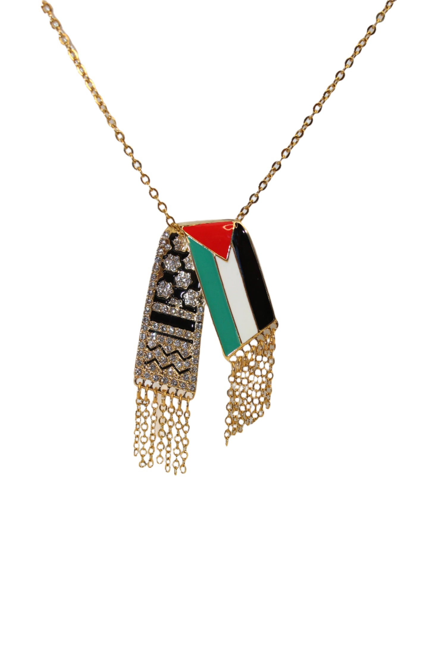 Keffiyeh Diamond Necklace/Chain - Silver