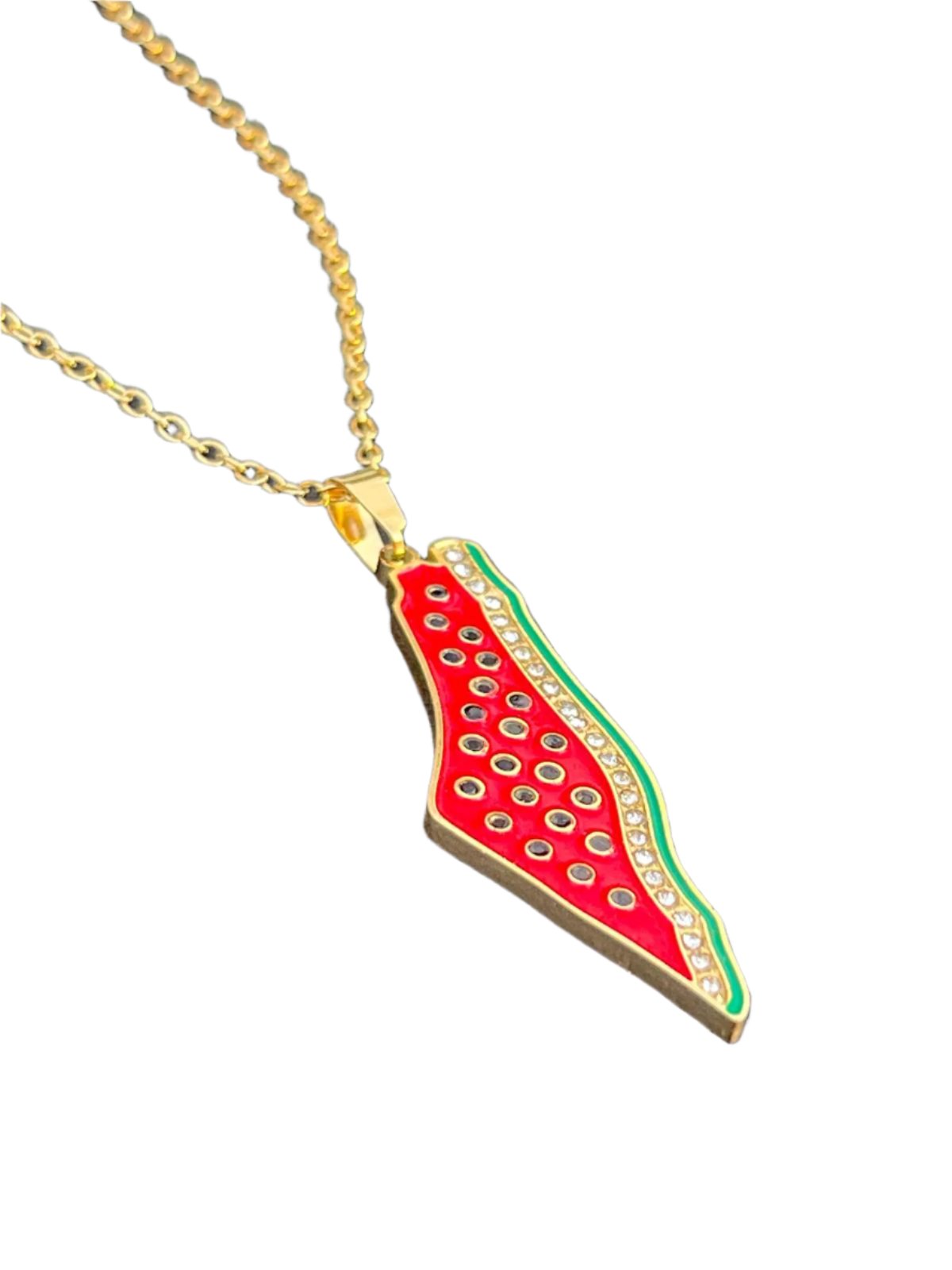 Watermelon - Palestine Map Necklace - 18k Gold Plated