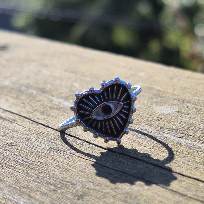 Gold/Silver Evil Eye Heart Ring - Adjustable