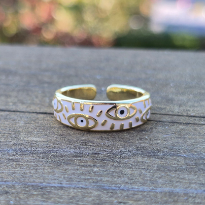 Evil Eye Adjustable Band - Stainless Steel Gold Plated