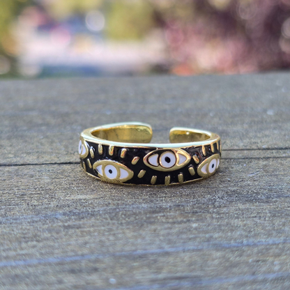 Evil Eye Adjustable Band - Stainless Steel Gold Plated