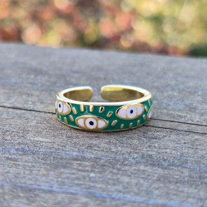 Evil Eye Adjustable Band - Stainless Steel Gold Plated