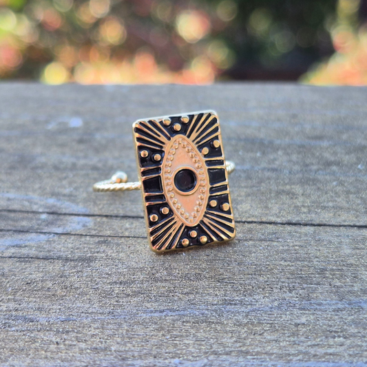 Enameled Evil Eye Ring – Gold-Plated