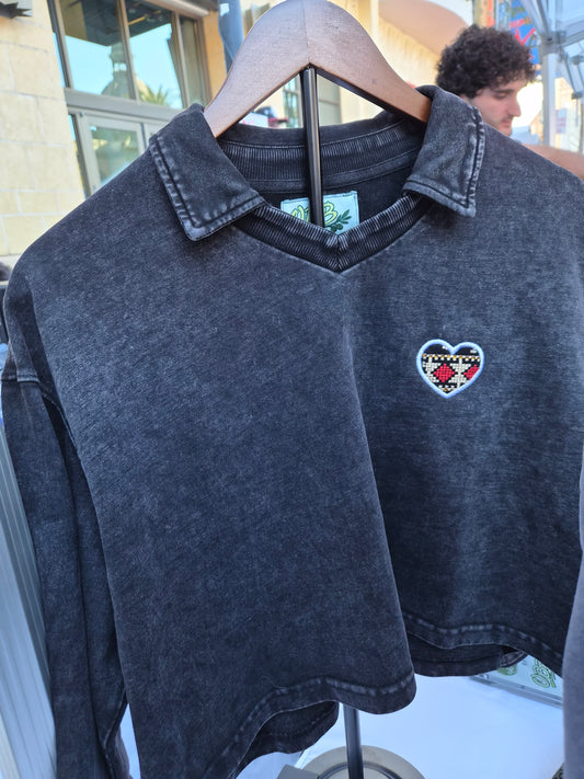 Cropped Sweatshirt with Tatreez Heart