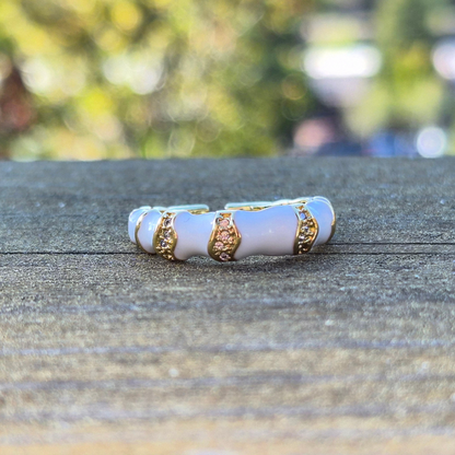 Enamel Bamboo Ring- Stainless Steel Gold Plated