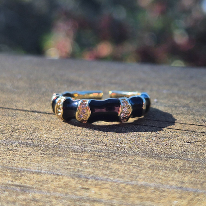 Enamel Bamboo Ring- Stainless Steel Gold Plated