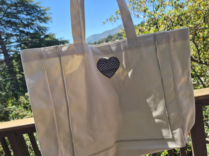Kufiya Heart Handmade Patch - Custom Made-To-Order Embroidered Tote Bag