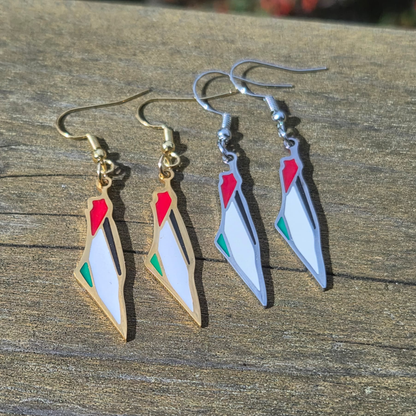 Palestine Map Earrings – 18K Gold Plated or Silver Stainless Steel Jewelry