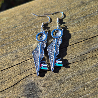 Gold / Silver Rhinestone Palestine Map & Key Earrings