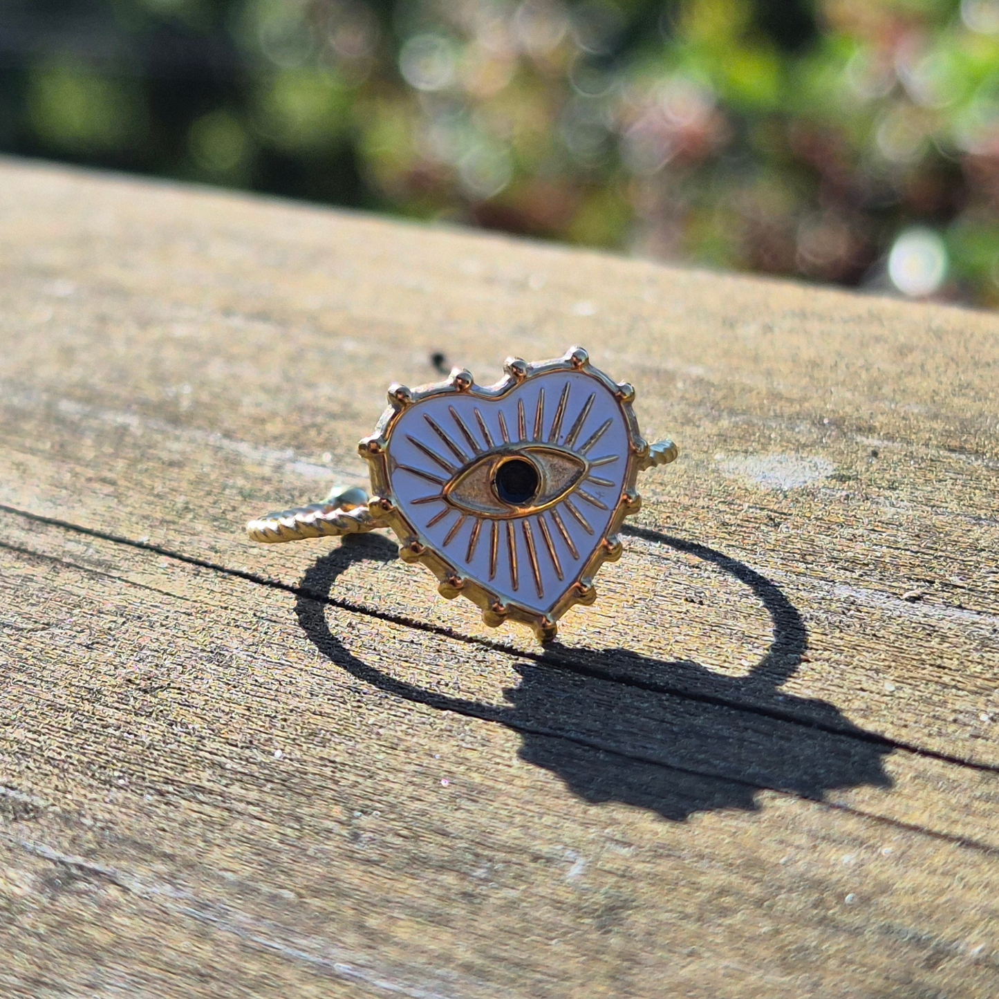 Gold/Silver Evil Eye Heart Ring - Adjustable