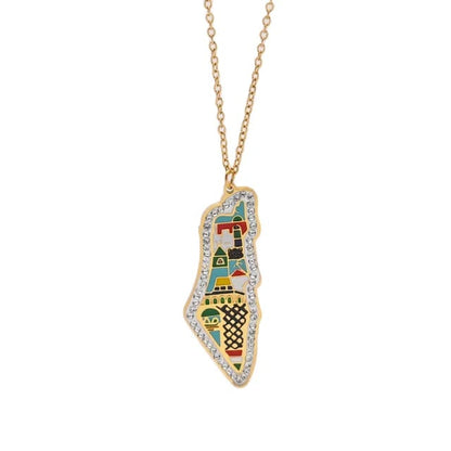 Historic Palestine Map Necklace