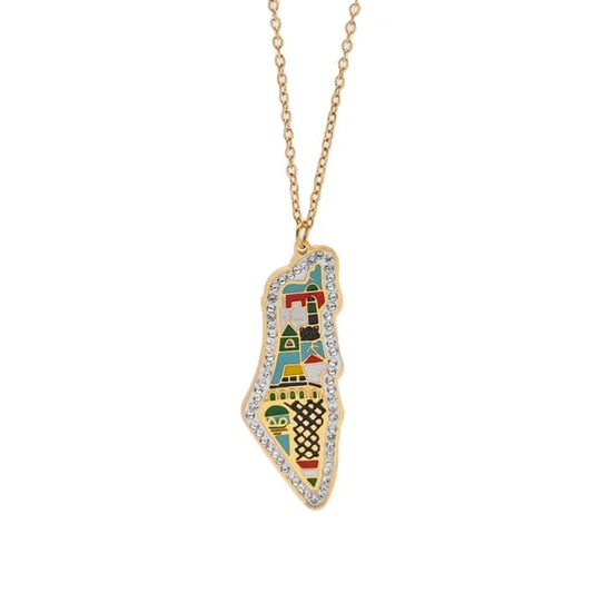 Historic Palestine Map Necklace