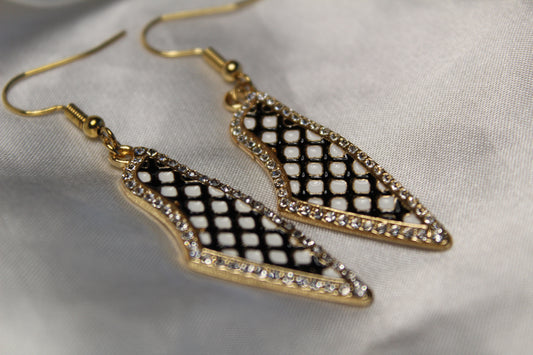 Palestine Map - Diamond Keffiyah Design Earrings