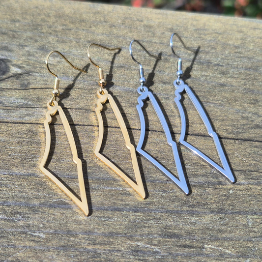 Large palestine map cutout earrings