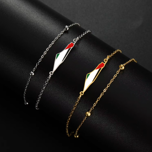 Two Layers Box Chain Palestine Map Bracelet