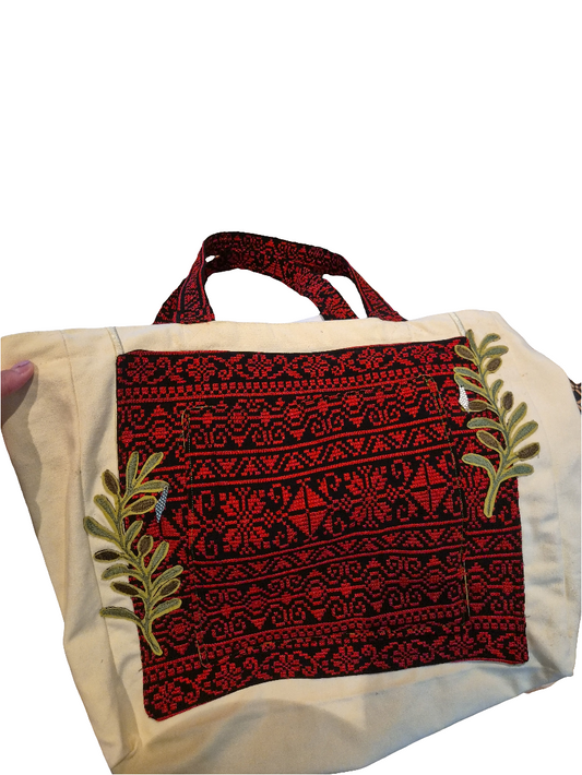 Handmade Tatreez Bag - Olive Branch Embroidery