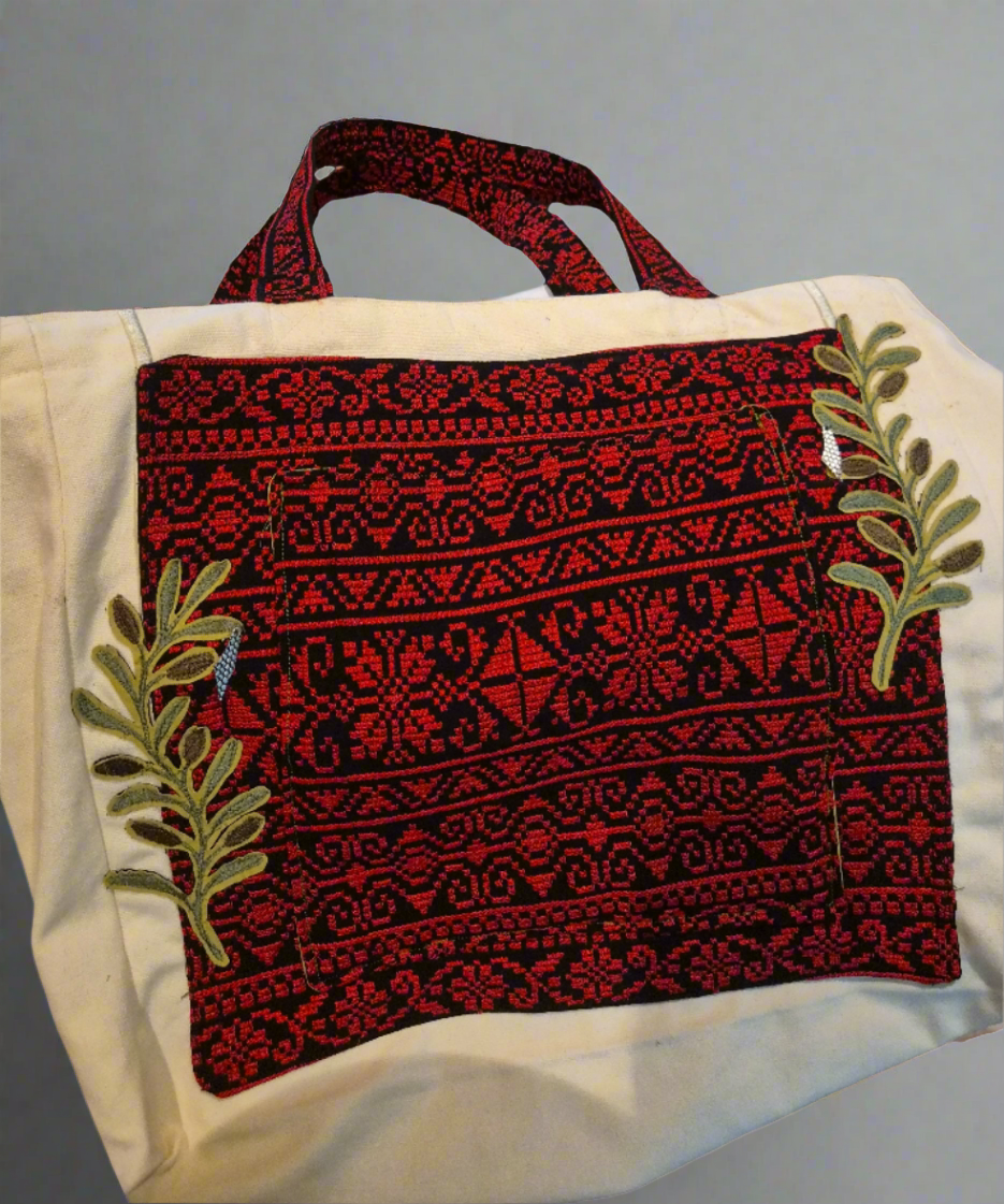 Handmade Tatreez Bag - Olive Branch Embroidery