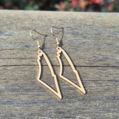large palestine map earrings stainless steel gold plated