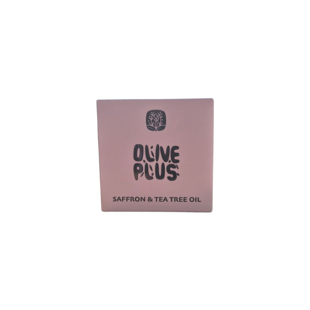 Olive Plus Saffron and Tea Tree Oil COSMOS organic soap bar with virgin olive oil handmade in Palestine 100g