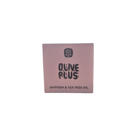 Olive Plus Saffron and Tea Tree Oil COSMOS organic soap bar with virgin olive oil handmade in Palestine 100g