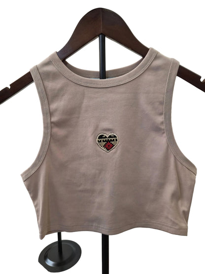 Tatreez & Embroidered Heart Cropped Tank