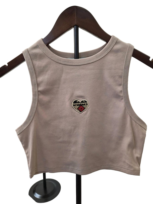 Tatreez & Embroidered Heart Cropped Tank