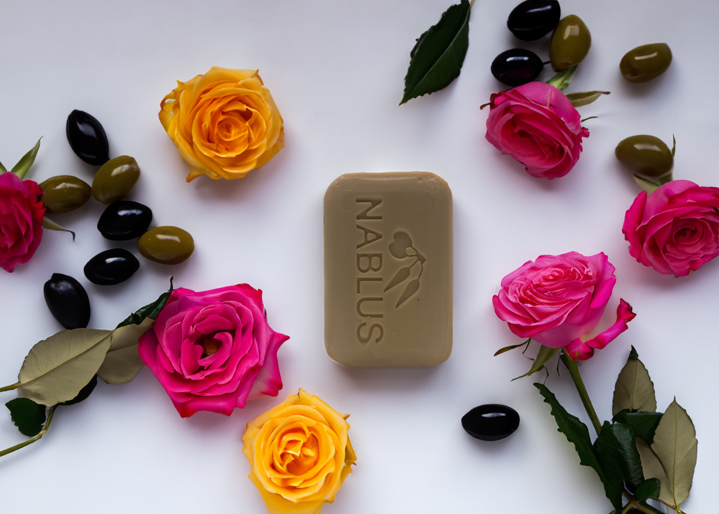 Rose Oil Olive Oil Soap Bar in its packaging, showcasing its organic and vegan properties.