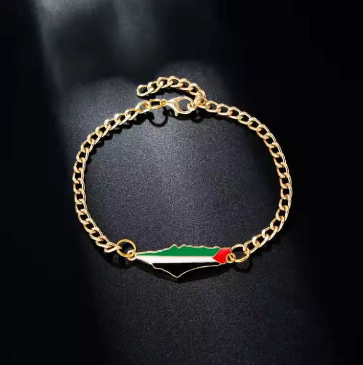 Gold Chain Palestine Map Bracelet