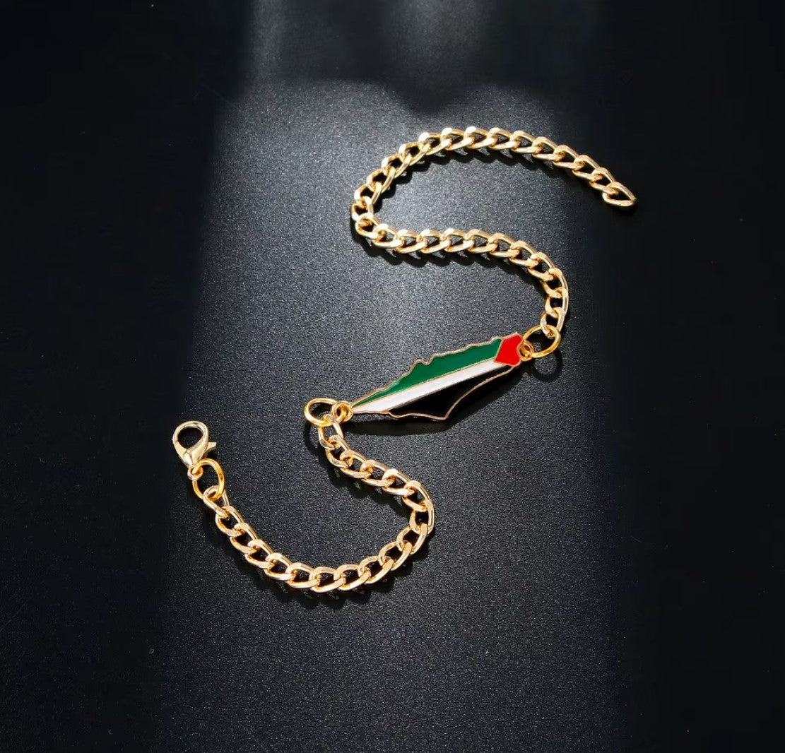 Gold Chain Palestine Map Bracelet